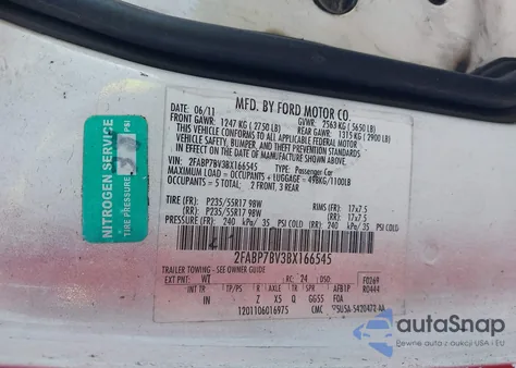 2011 Ford Crown Victoria Police Interceptor from USA, damaged, VIN 2FABP7BV3BX166545